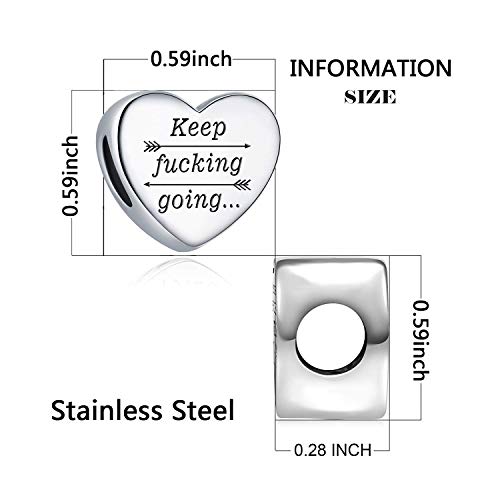 Heart Charm Fit for Pandora Charms Bracelet Inspirational Engraving Jewelry Personality Encouragement Gifts for Women2