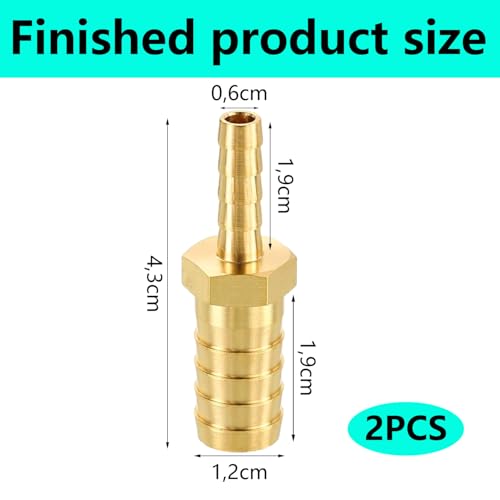 QZKJQDD 2 Stück Schlauchverbinder 12mm x 6mm Messing, Schlauchverbinder Adapter, Schlauch ID Messing Reduzierstück, Schlauchtülle Hose Barb, Schlauchtülle für Wasser, Gas, Luft