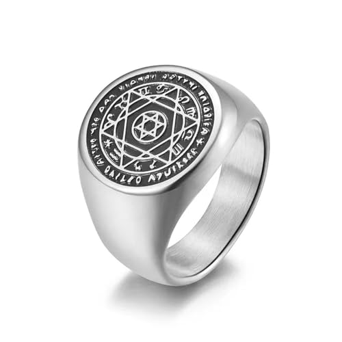 XJruixi Estrella Vintage De Seis Puntas Anillos De Acero Inoxidable Oro Sello Salomón De Color Plateado Dedo Anular Accesorios De La Suerte Joyería De Hombre Regalo