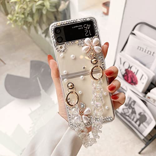 Téléphone étui pour Samsung Galaxy Z Flip 3 4 5 coque chaîne strass diamant strass