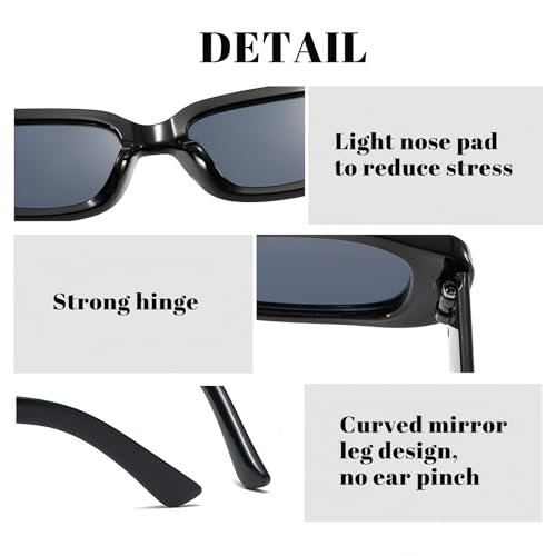 Exquisite Collection of 4 Unique Colored Retro Rectangle Sunglasses for Women – Perfect for Beach ，Driving and Casual Outfits 4 Pack4