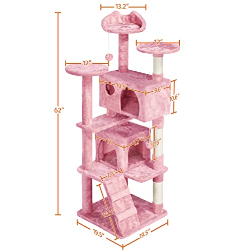 image for Yaheetech 62in Cat Tree Tower for Indoor Cats, Kitten Furniture with D