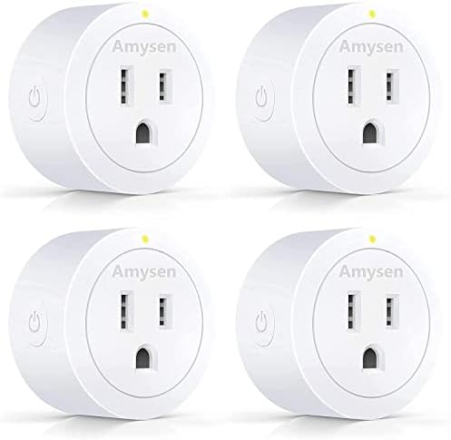 Amysen Smart Plug, Wi-Fi Outlet Socket Works with Alexa and Google Home, Remote Control with Timer Function, No Hub Required, ETL FCC Listed (4 Pack)