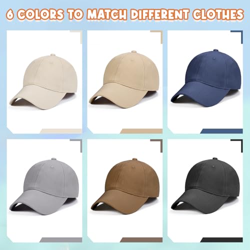 Image of 6Pcs Unisex Vintage Washed Baseball Cap Hat Adjustable Cotton Sports Caps for Men Women Outdoor Sports