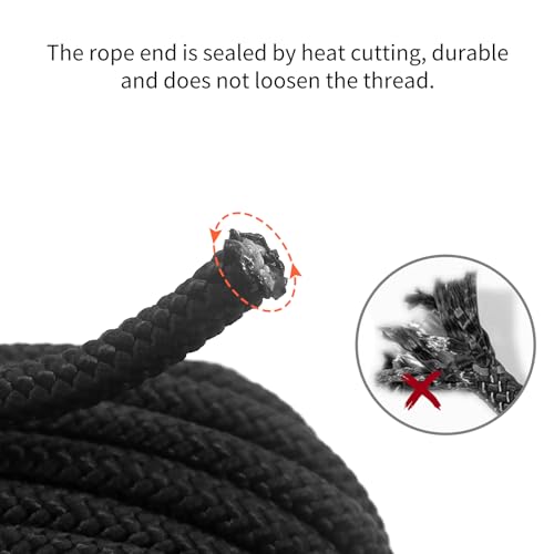 NewDoar Static Climbing Rope 6mm Accessory Cord Rope,for Arborist Tree, Mountaineering, Sailboat Rope,Dock Lines,Hauling Dragginge-Black/30M - Thumbnail 6