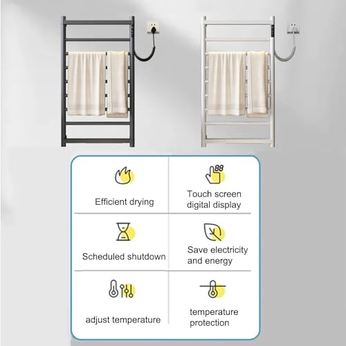 Sèche-serviettes chauffant en acier inoxydable durable avec programmation LCD