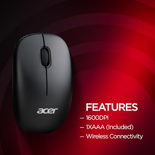 Image of Acer PalmEase Wireless Keyboard & Mouse Combo with Palm Rest | 2.4GHz, 1600 DPI, Co-Pilot Key, Rupee ₹ Symbol | 10m Range, 10M Keystroke Life, Power Saving Mode | Windows & Mac Compatible - Black