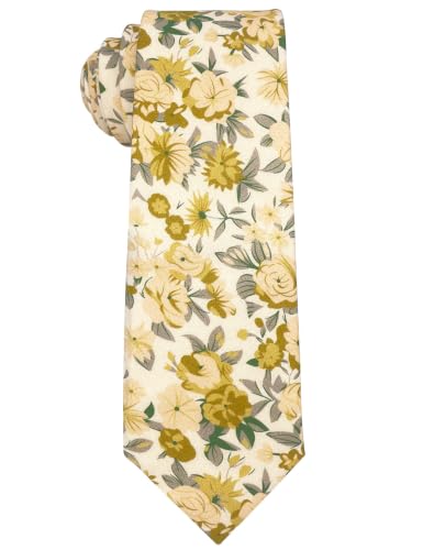 Image of Kebocis Mens Skinny Cotton Floral Tie for Men