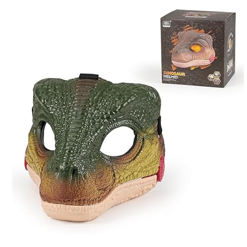 EliphonTowne Realistic Dinosaur Mask with Sound - Movable Screaming Dino Mask Moving Jaw Hard Plastic Halloween Masks Dino Head Face Costume Dinosaur Theme Party Cosplay Props for Adult Teen Kid