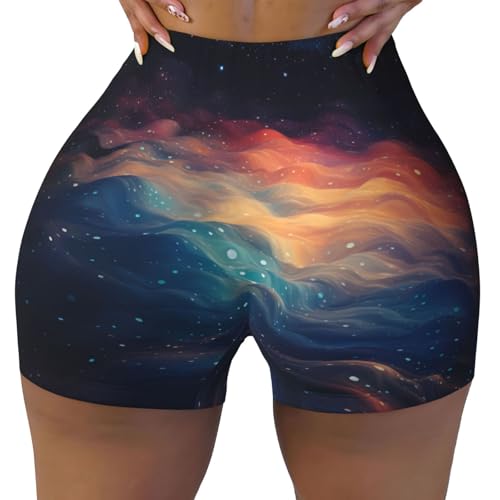Liquefied Clouds Pattern Sports Shorts, high Elastic Slim Fitness Pants, Suitable for Yoga/Leisure/Daily wear