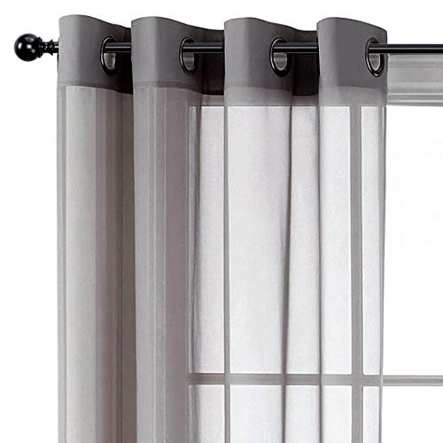 Goodgram 2 Pack Ultra Luxurious High Woven Elegant Sheer Grommet Curtain Panels - Assorted Sizes & Colors (Gray, 84 In. Long) #TOP1