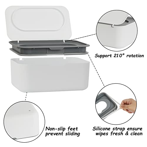 2 Pack Wipes Dispenser, Wipe Holder for Baby & Adult, Seposeve Refillable Wipe Container, Keeps Wipes Fresh, One-Handed Operation. Non-Slip, Easy Open/Close Wipes Pouch Case(2 Grey) by Seposeve - Image 2
