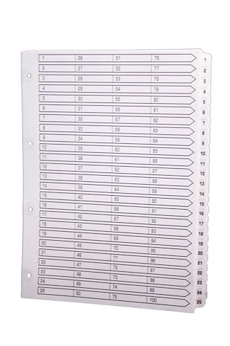 Intercalaires carte blanche Exacompta A4 de 160g avec onglets plastifiés 1-100 durables