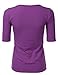 SSOULM Women's 1/2 Sleeve Scoopneck Cotton Basic Slim Fit T-Shirt Top Purple L