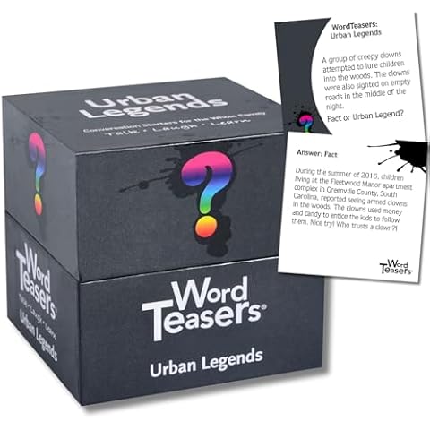 ? WORD TEASERS Random Topic Conversation Starters - Fun Trivia Cards for Families, Couples, Kids, Parties & Travel - Flashcards - 150 Questions (Urban Legends) Cover