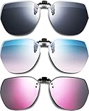 3 Pairs Polarized Clip On Sunglasses Rimless Anti-Glare Sunglasses Unisex Flip Up Sunglasses...