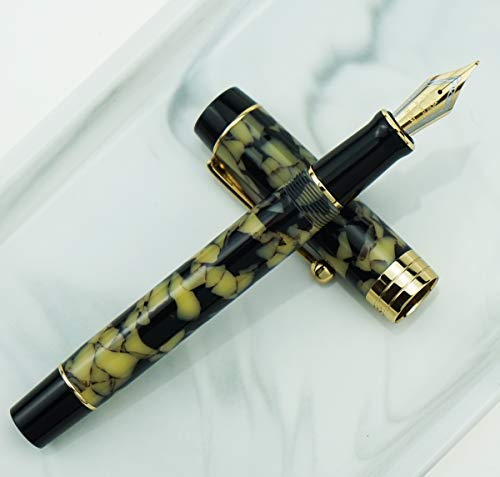 Jinhao 100 Classic Fountain Pen Amble Celluloid, Medium Nib With Converter And Pen Case Set #TOP4