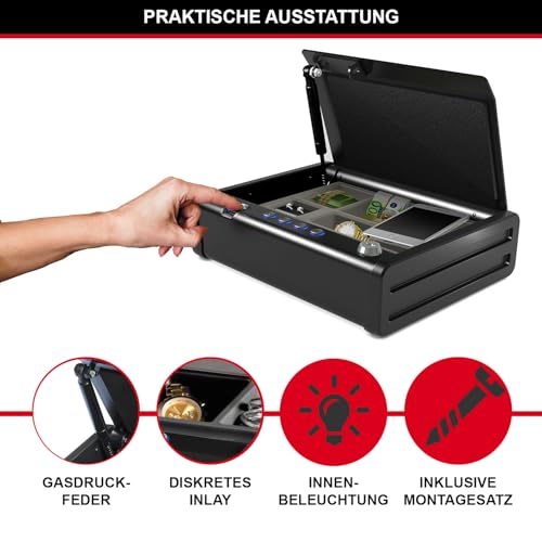 Master Lock Kompakt Biometrischer Tresor, Fingerabdruckerkennung, Ideal für Scheckbücher, Geld, Schmuck, Ausweise und mehr