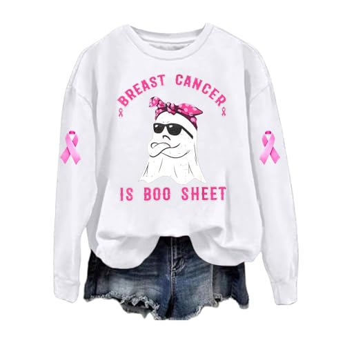 Sweatshirt col rond Octobre Rose femme imprimé graphique et doux pour l'hiver