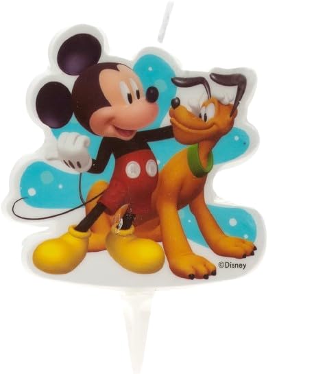 dekora - Vela de aniversário Mickey Mouse e peluche bolo em 2D - 7,5 cm