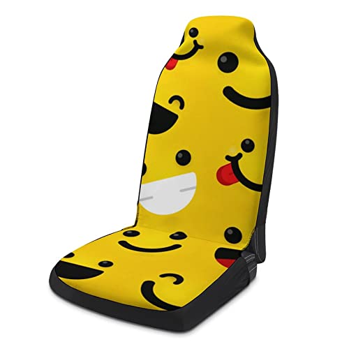 Lot de 2 housses de siège avant universelles avec smiley Jaune Cover