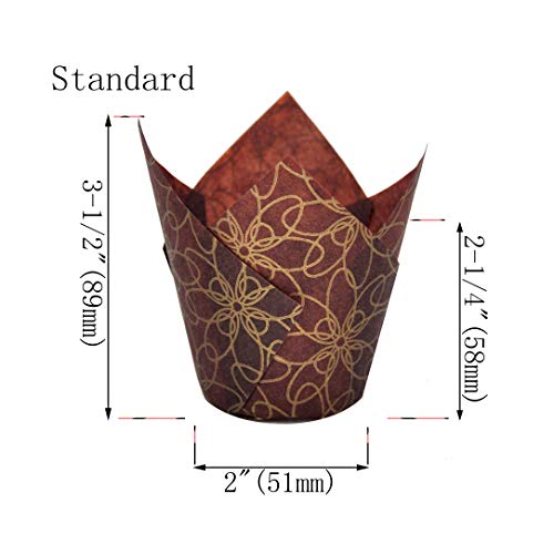 Qlsmypkg Muffin Greaseproof Paper Baking Cupcake Cups, 2"(Bottom Diameter) X 3-1/2"(Height) Fancy Floral Print Tulip Baking Cup Case Of 125 Pcs (125, Standard) #TOP1