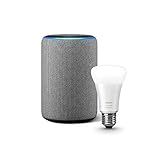 Echo Plus (エコープラス)  第2世代、ヘザーグレー+ Philips Hue ホワイトグラデーション シングルランプ