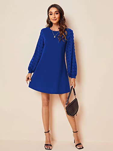 Image of SweatyRocks Women's Elegant Mesh Contrast Long Sleeve A Line Mini Short Dress