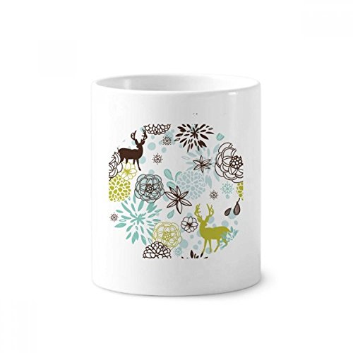 Décoration cerf fleur sur cette coupe céramique blanche de 9.6cm pour vos accessoires