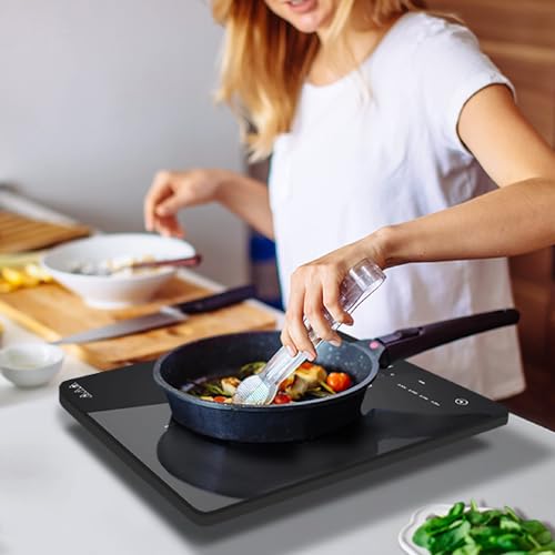 Image of CDV 1800W Portable Induction Cooktop, Ultra Slim Single Electric Countertop Burner with Sensor Touch and Digital timer ETL Approved.