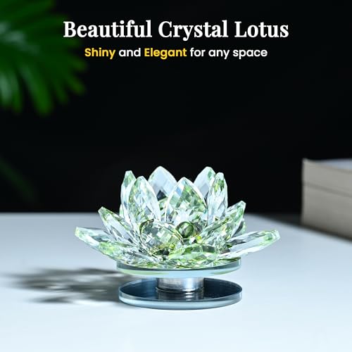 Image of ZAICUS Crystal Lotus Flower Showpiece for Home Decor & Office Desk | Feng Shui Decorative Gift for Housewarming, Birthday, Spiritual & Festive Decor (Multicolor)