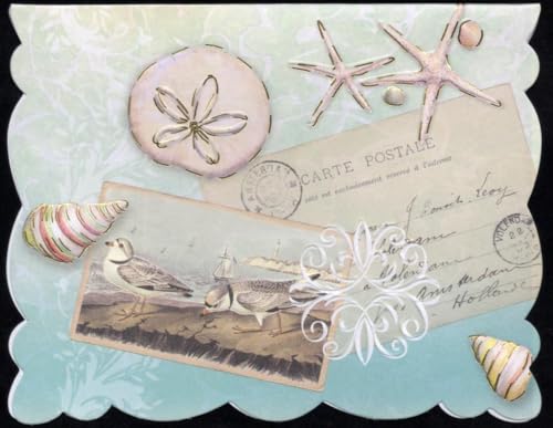 Image of Poster Foundry Set of 3 - Seaside Boxed Note Cards by Carol Wilson. 10 embossed 4x5 Die-Cut Notecards and Matching Envelopes in Decorative Gift Box with Magnetic Flap. NCP4016
