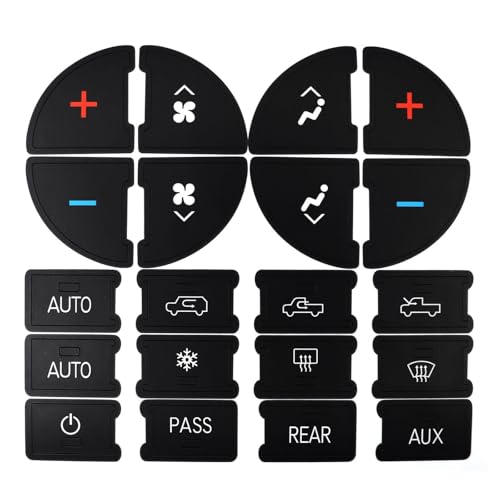 Priprilod AC Dash Button Repair Kit Sticker for Fixing Ruined Faded AC Control and Radio Dash Buttons Compatible with GMC/Chevrolet Chevy Silverado/Buick/Cadillac