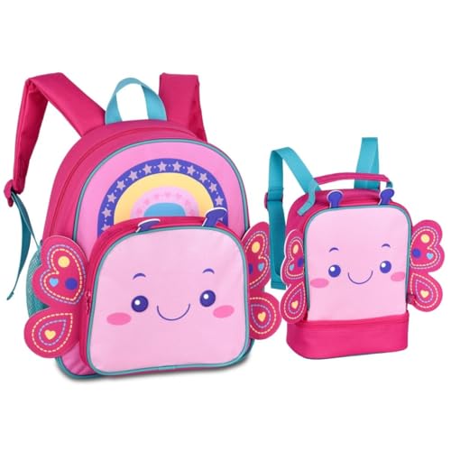 Kit Mochila e Lancheira de Creche Infantil Pets BORBOLETA