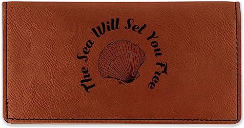 RNK Shops Personalized Sea Shells Leatherette Checkbook Holder - Single Sided