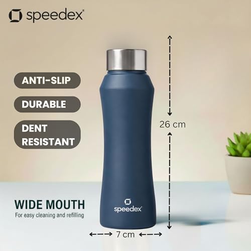 Image of Speedex Stainless Steel Water Bottle 1 Ltr, Leak Proof Screw Cap, BIS Approved 1000 ml Metal Bottle For Daily, Office, School, Gym, Travel Use for Men, Women, Kids, Adults, Teal Blue, Set of 4
