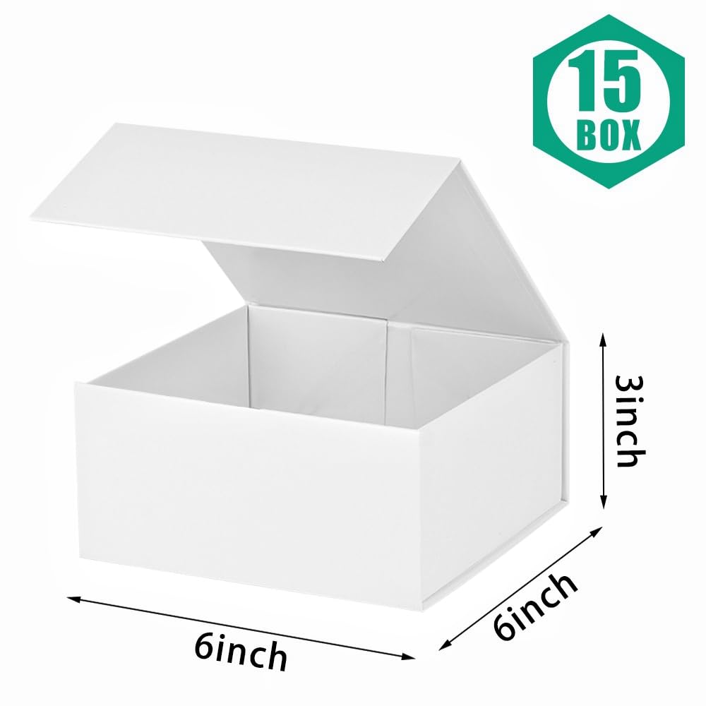PLINJOY Magnetische Geschenk-Box, 15 Stück, weiß, kleine Geschenkbox mit Deckel, Großpackung, luxuriöse Papp-Geschenkboxen für Geschenke, Brautjungferantrag, Verpackung für kleine Unternehmen, Partys,