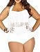 Papaya Wear Women's Retro High Waist Braided Fringe Top Bikini Swimwear Plus Size,White ,X-Large