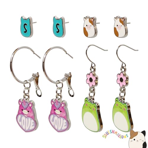 Image of LUV HER Squishmallows Hypoallergenic Earrings for Girls Stud and Fishhook Drop Sets with Charms One Size Fits All Ages 8+