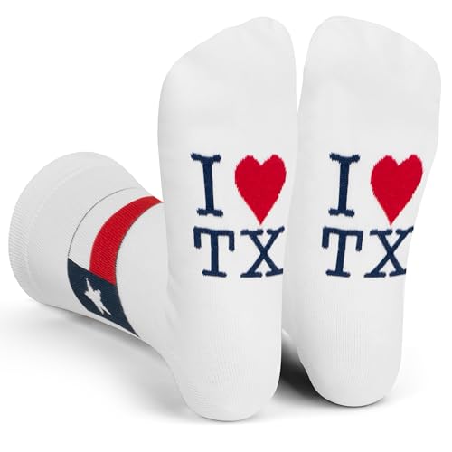 Lavley Cool Travel, Adventure & State Pride Souvenir Socks - (Unisex One Size, I Heart TX Texas)