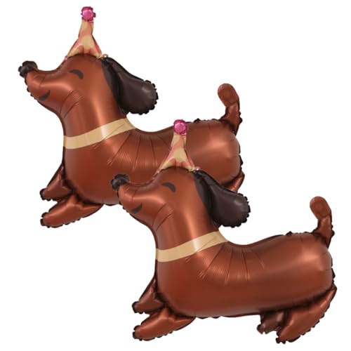 OUDQFCJ 2 unidades globos de lámina 3D con diseño de perro salchicha, gigantes de animal, decoración de cumpleaños para niños, niñas y mascotas, temática de fiesta, perfectos para patrulla y bluey.