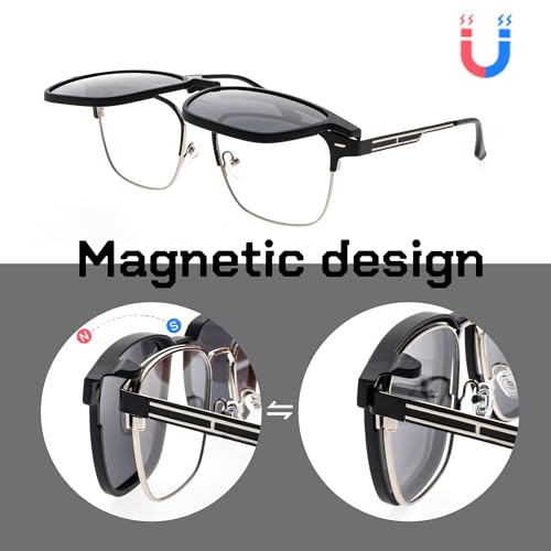 FAA'N Square Magnetic Metal Clip On Sunglasses Womens Polarized Sunglasses Men UV Protection Sun Glasses4