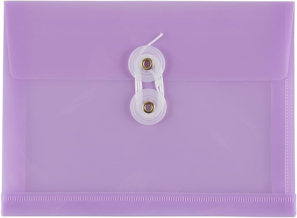 JAM PAPER Plastic Envelopes with Button & String Tie