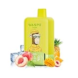 【40000回】電子タバコ 使い捨て WASPE 40000回吸引 vape シーシャ 持ち運び ベイプエンジン 本体 水蒸気タバコ 爆煙 禁煙グッズ 禁煙パイポ Type-C 650mAh 充電式 ニコチンなし タール無し (ピーチアイス + パイナップルマンゴーピーチ)