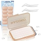 RAZOKO Orthodontische Wachs für Zahnspangen | 50 Stück Pro Box | Langhaftende Lebensmittelechte Zahnwachs Streifen | Erdbeer Geschmack | 500 Vorgeschnittene Dots
