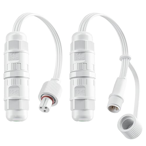 CybeRoad Splice Connector (2 Pack) for Govee Cuttable Outdoor Lights Compatible with Govee H706A H706B H706C H703A H703B Waterproof Extension Cable Wire Connector (Male and Female Set)
