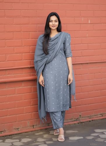 Image of ANNI Designer Women's Purple Printed Kurta Set | Pure Viscose 3 Piece Ethnic Suit Set with Pant & Dupatta | Festive for Women | Cotton Kurta Sets for Woman