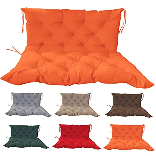 Tuccor Porch Swing Cushions With Backrest, Overstuffed Waterproof Bench Cushion Garden Patio 2-3 Seater Replacement Cushions, Outdoor Indoor Gliders Furniture Cushion(59.06*39.37 Inch, Orange) #TOP28