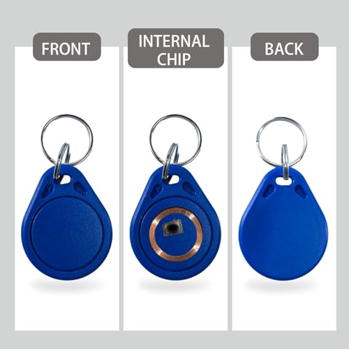 Tqsbeyah 20Pcs 13.56MHz UID Key fobs Rewritable Blank IC Key Fob Blue Contactless NFC Proximity Key Fobs Compatible with MIFARE Classic 1K Writable RFID Card Key for Access Control Systems