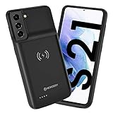 NEWDERY Galaxy S21 Battery Case Qi Wireless Charging Compatible, 4800mAh Extended Power Case Slim Protective Portable Charger Case Rechargeable for Samsung Regular S21 5G -6.2inch
